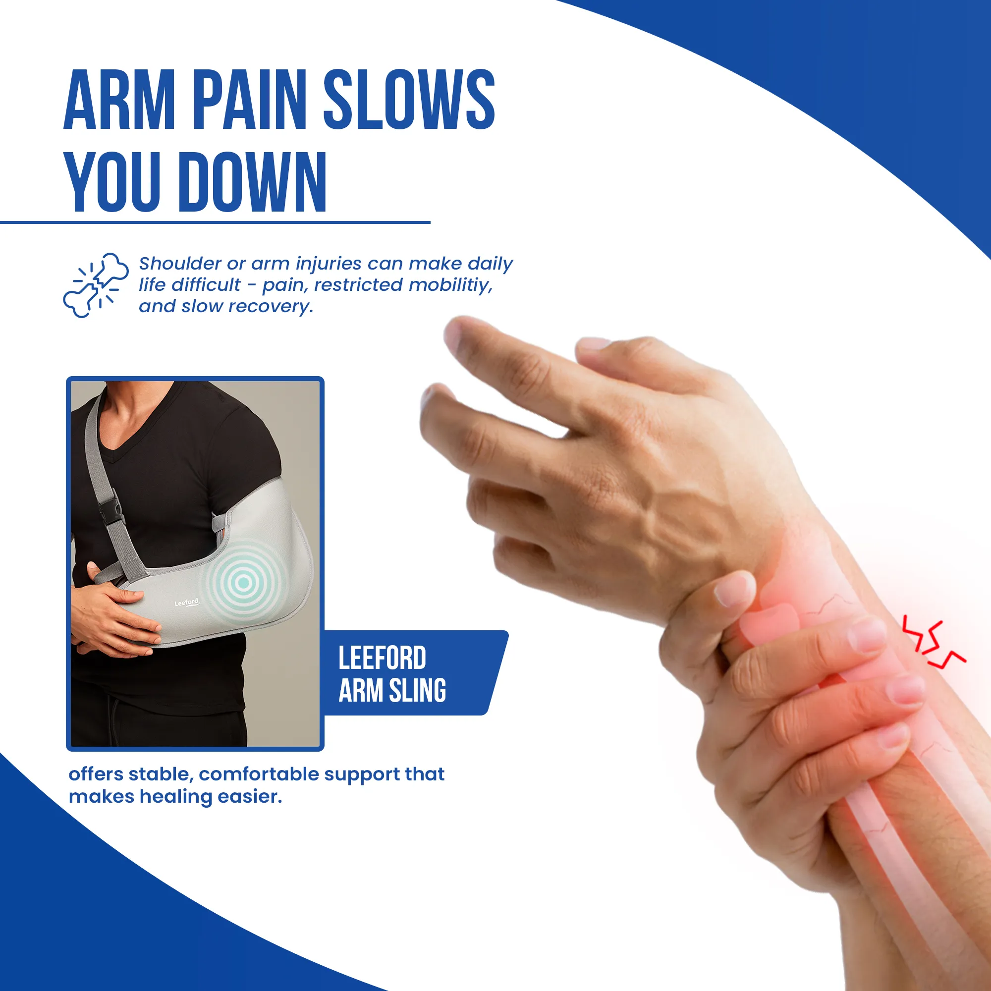 Leeford Arm Sling | Supports Shoulder & Arm for Faster Recovery - Image 4