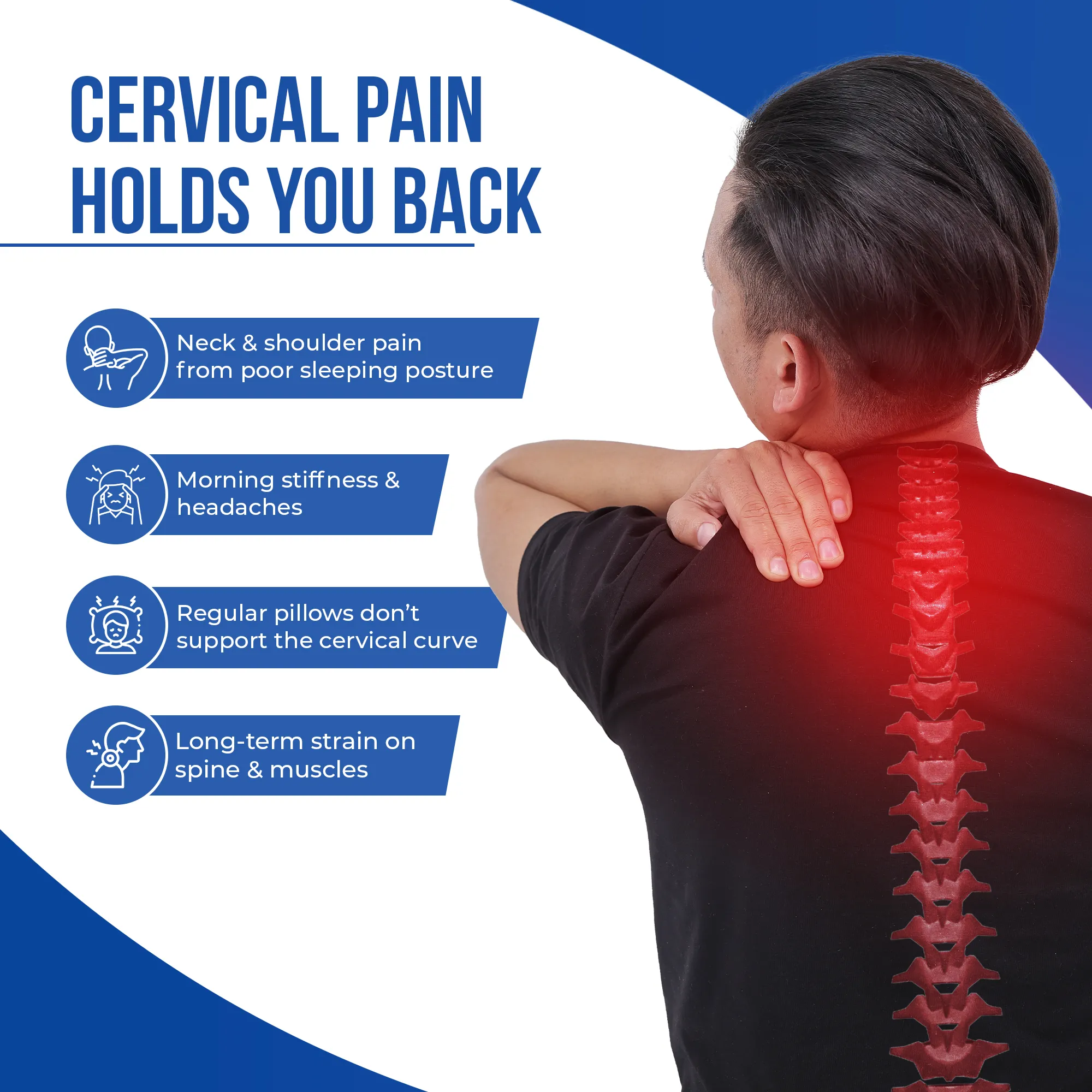 Contoured Cervical Pillow | PU Foam for Neck Stiffness, Spondylosis - Image 4