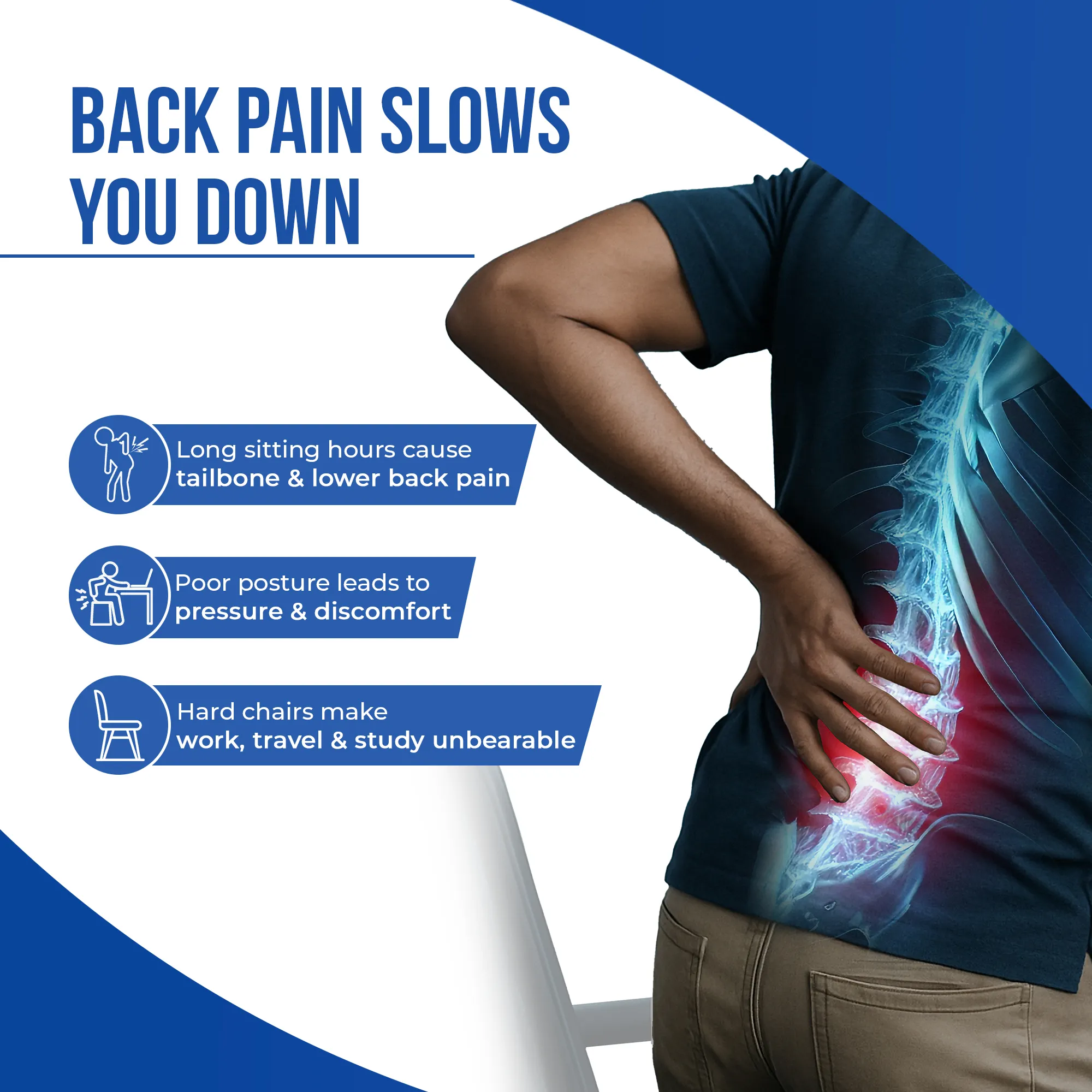 Coccyx Seat for Tailbone, Back and Hip Pain Relief - Image 4